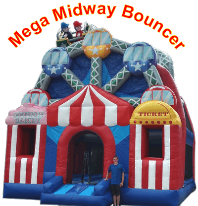 Inflatable Rentals in Southern Ontario, including Midway Carnival Rides, Mechanical Bulls, Slides, Obstacles, Bouncy Castles, and Lots of Games. Plus our Awesome Mega Midway Bouncer, Canada's largest bouncer!!